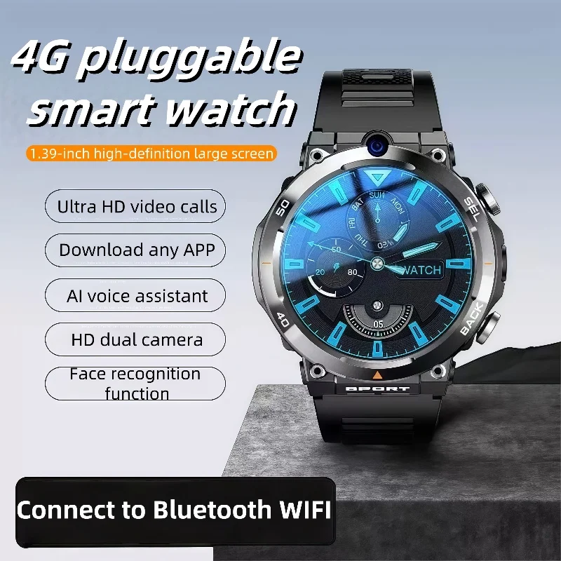 

H10 Смарт-часы4GNet Global WIFI с многофункциональным спортивным круглым экраном Smartwatch NFC-позиционирование для фитнес-трекера