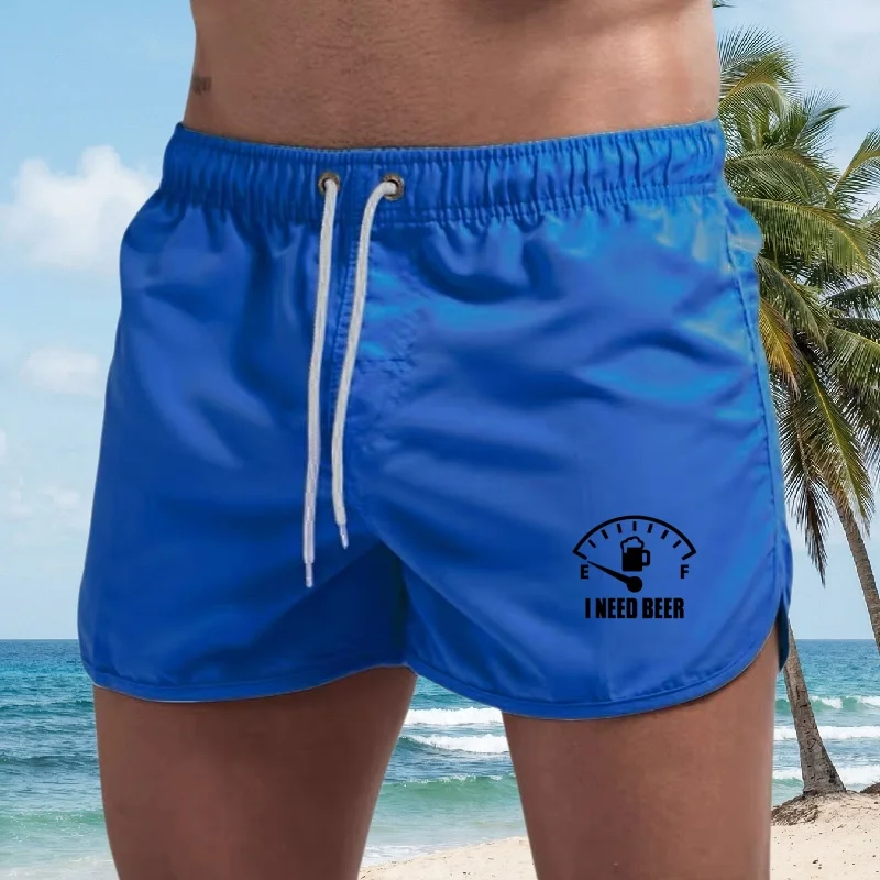 New Men's Beach and Vacation Shorts, Summer Swimming and Water Sports Shorts, Overlocked Quick-Dry Beach and Surf Shorts