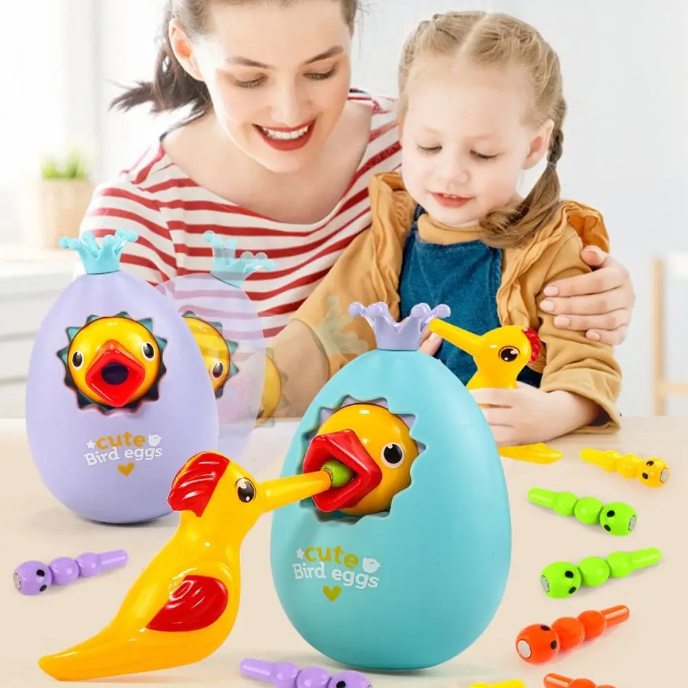 3 IN 1 Roly-Poly Piggy Bank Colorful Hand-Eye Coordination Woodpecker Catch Worm Game Montessori Interactive Birds Feeding Game
