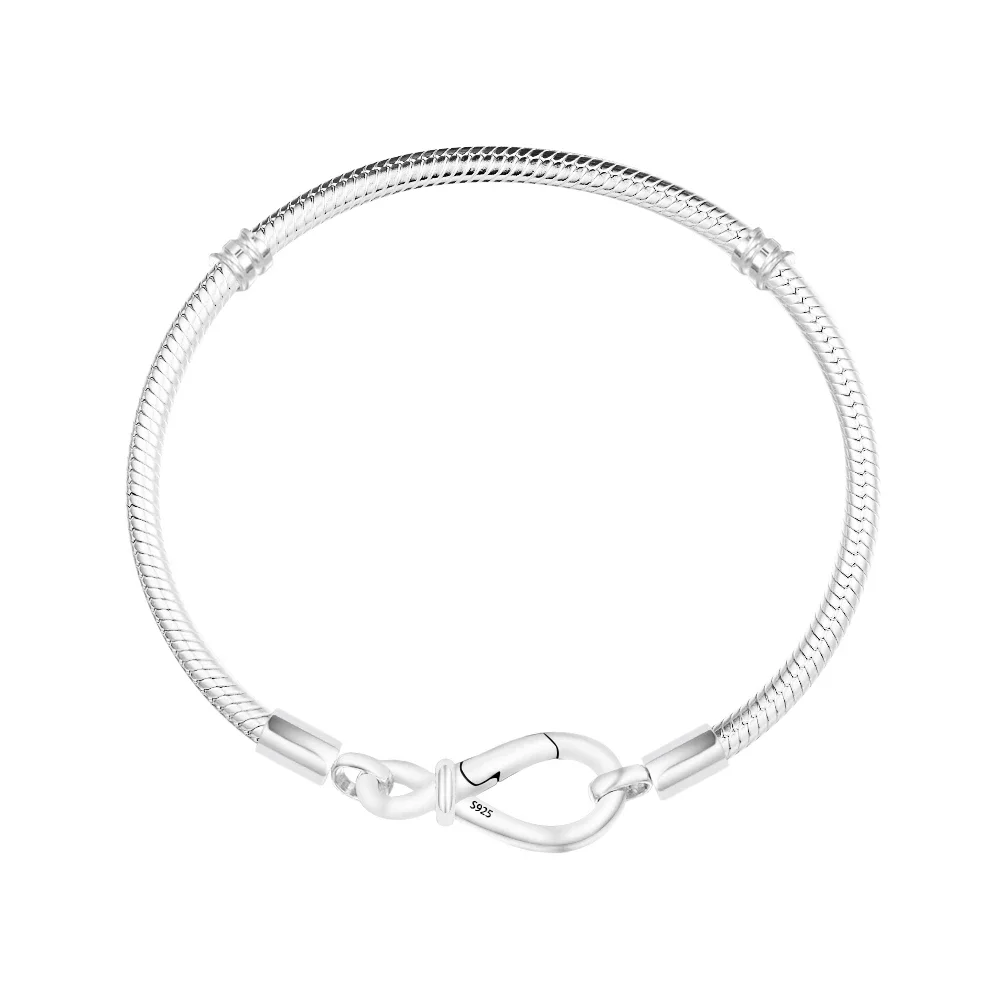 

Moments Entwined Infinite Hearts Clasp Bangle Fits 925 Beads Silver Bracelets For DIY Woman Fashion Bracelets For Jewelry Making