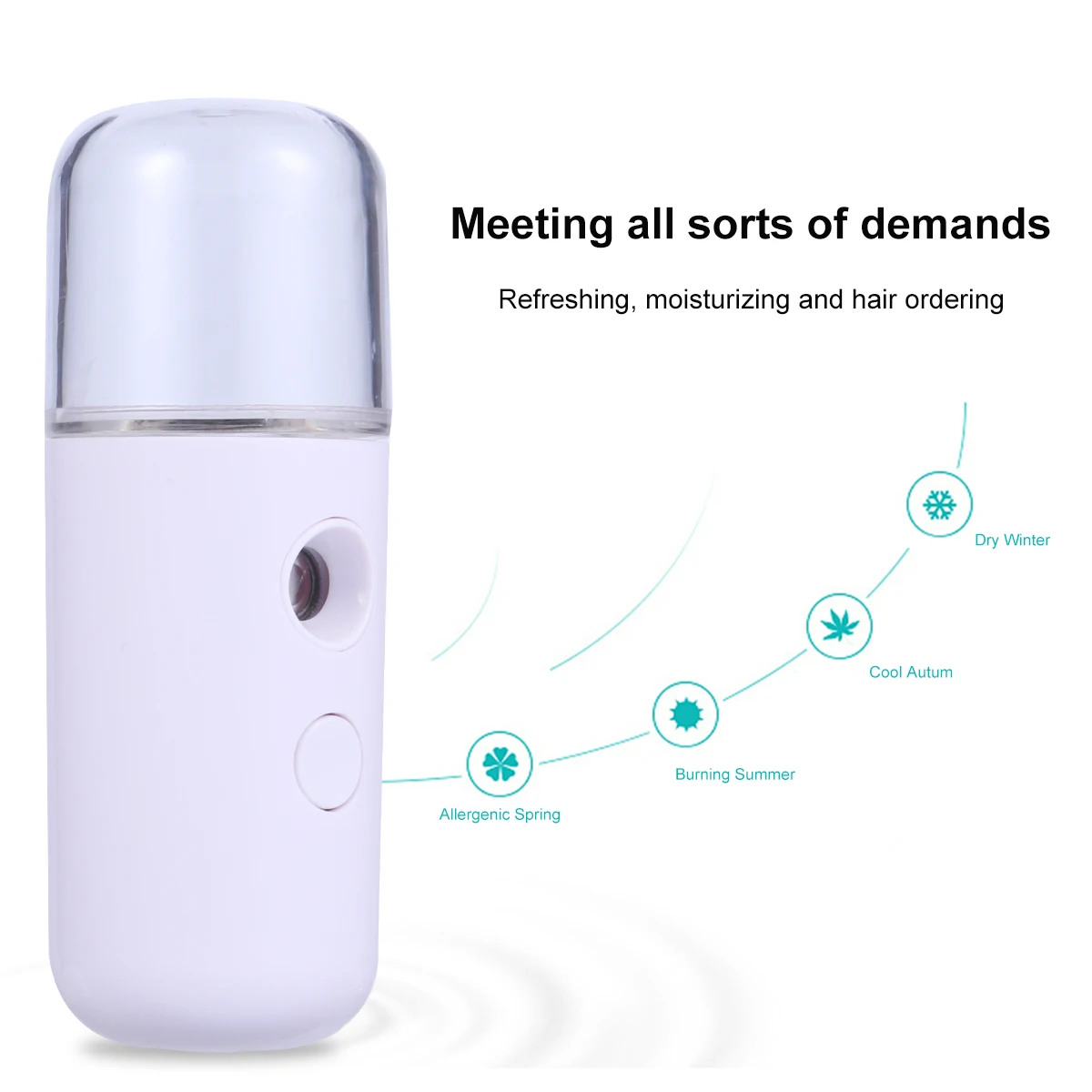 

2Pcs Mini Air Humidifier Nano Spray Portable Skin Moistener Refreshing Lift Anytime Anywhere Cylindrical Design White Pink