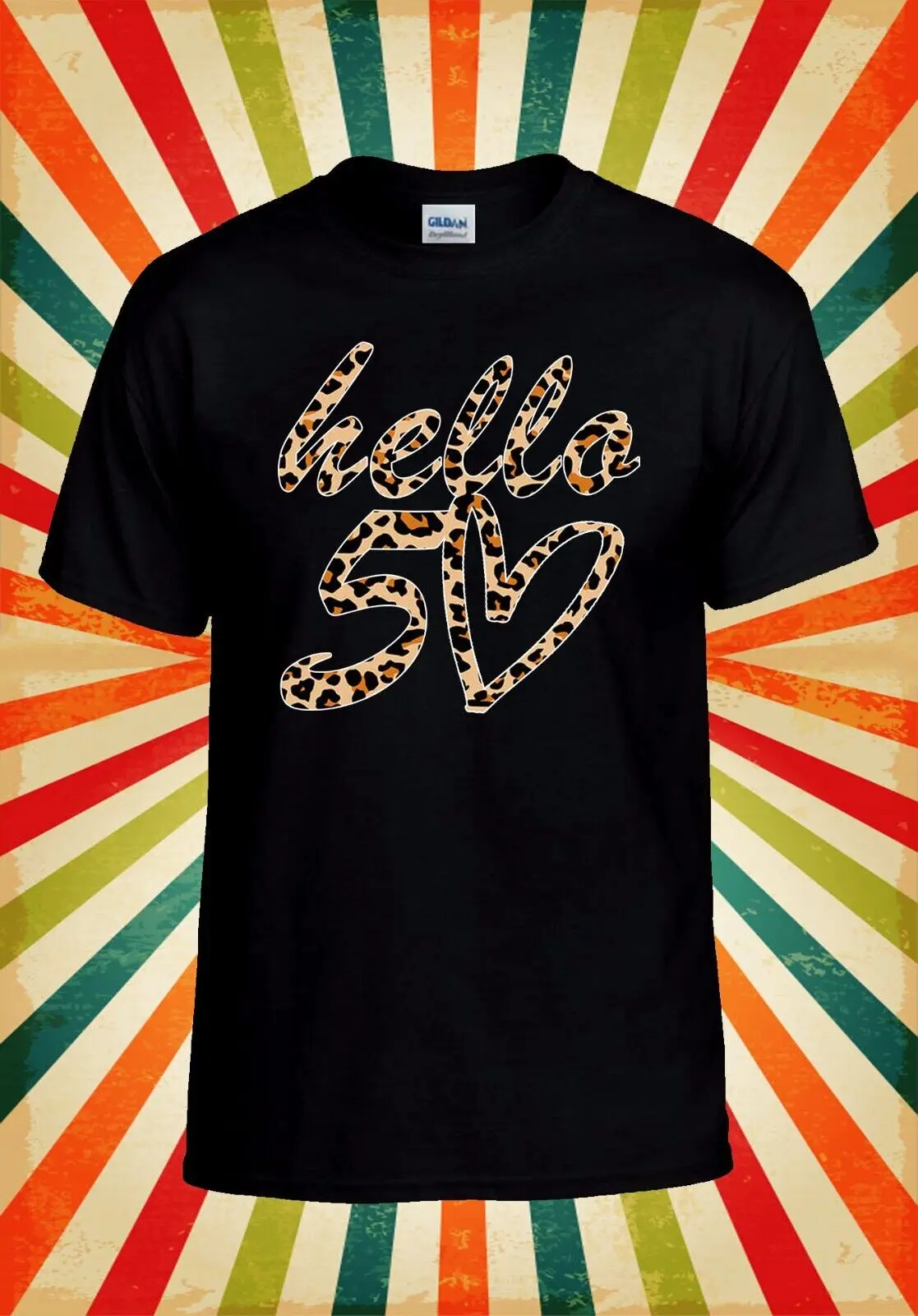 Hello 50 Leapord 50th Birthday Baseball T Shirt Top 3052