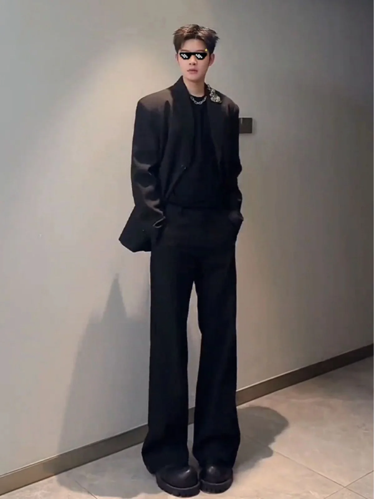 

Bla High Waist Casual Men's Pants CleanFit Boys' Faion High Rise Flared Legs Straight Cut Spring Autumn Seasonal Wear