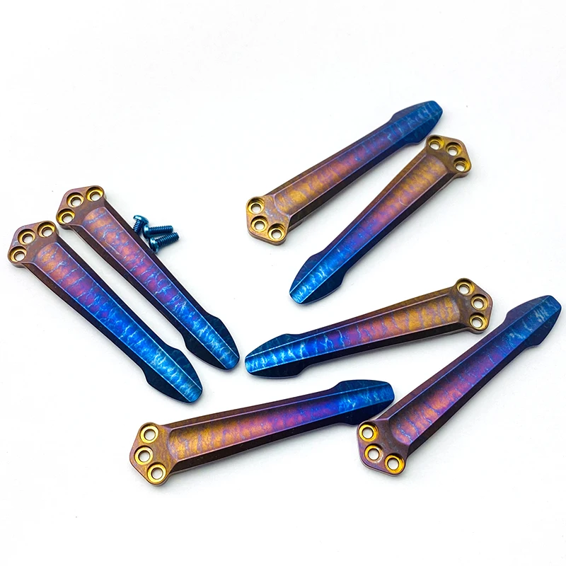 

Laser blue lntegrated Titanium Alloy Back Clip CNC Production for CQC 551 Back Clip Holder Knife Clip with 3 titanium screws