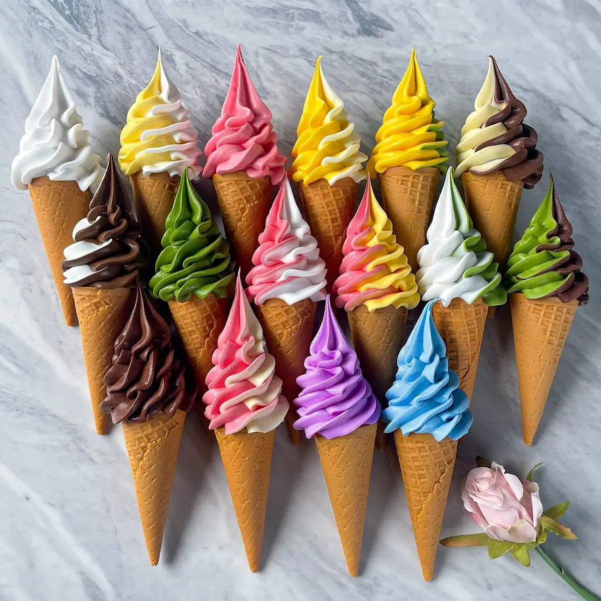 

Simulation Fake Ice Cream Cone Model Double Color Plastic Artificial Ice Cream Prop for Shop Display Photography Decoration