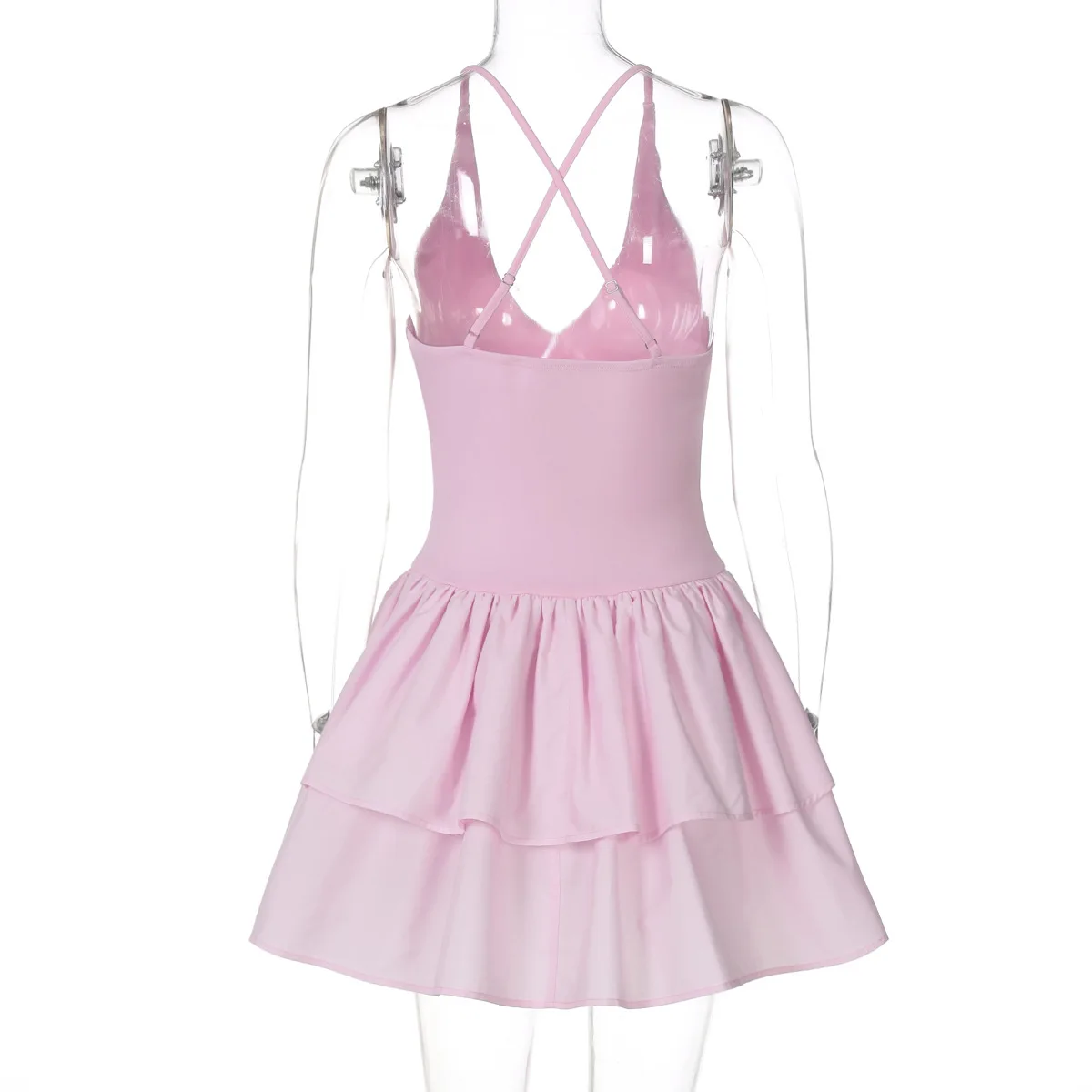 夏のファッションの女性のセクシーな V ネックキャミソールニットミニドレスキャミソールショートドレス Silm スプライシングシャツコケットカジュアル Y2k 服