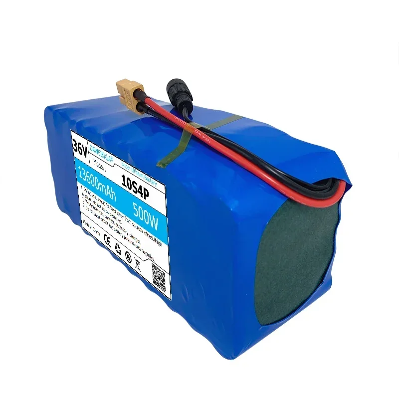 36V Battery13600mAh real capacity 10S4P XT60 18650 Lithium ion Battery Pack 13.6Ah 500W 1000W For 42V E-bk BMS 2A Charger