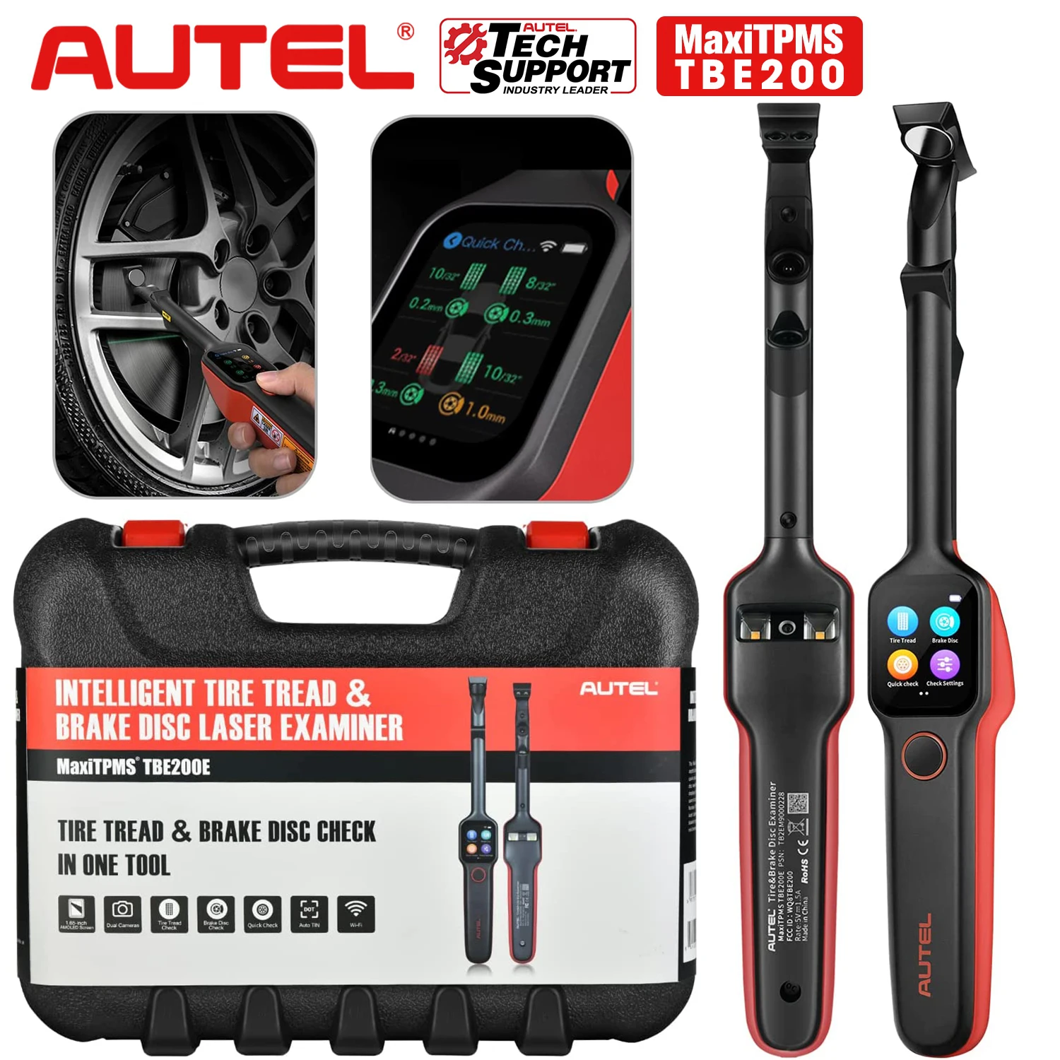 Autel MaxiTPMS TBE200E Tire Tread Laser Detector Brake Disc Wear Thickness Diagnostic Instrument Tool Compatible With ITS600