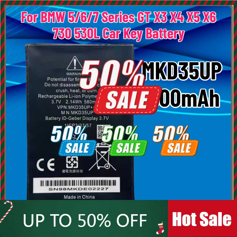 بطارية كمبيوتر محمول MKD35UP جديدة لسيارات BMW 5/6/7 Series GT X3 X4 X5 X6 730 530L بطارية مفتاح السيارة 580mAh MKD35UP ++ #1