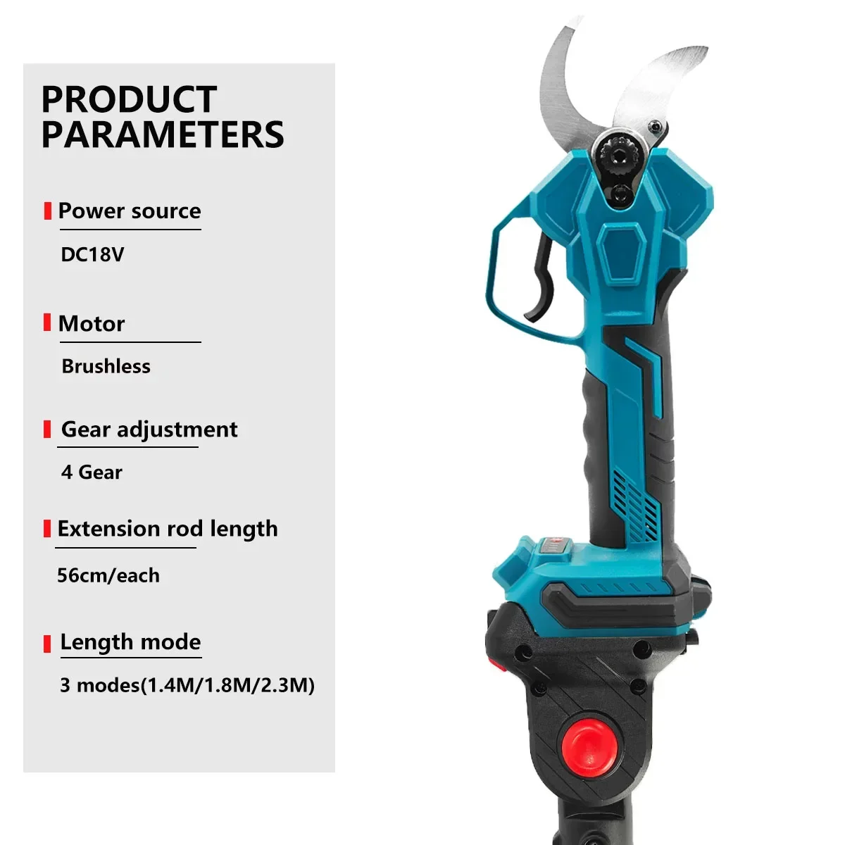 Forbici elettriche a batteria senza spazzole a 4 marce Palo di prolunga Potatore Cesoie da potatura Efficiente albero da frutto Bonsai Potatura del ramo