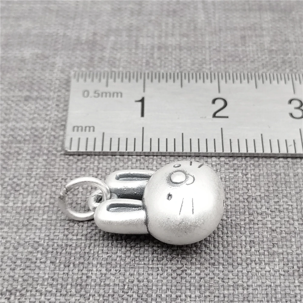 2pcs 990 Fine Silver Bunny Charms Sterling Silver Hollow Rabbit Easter Pendant