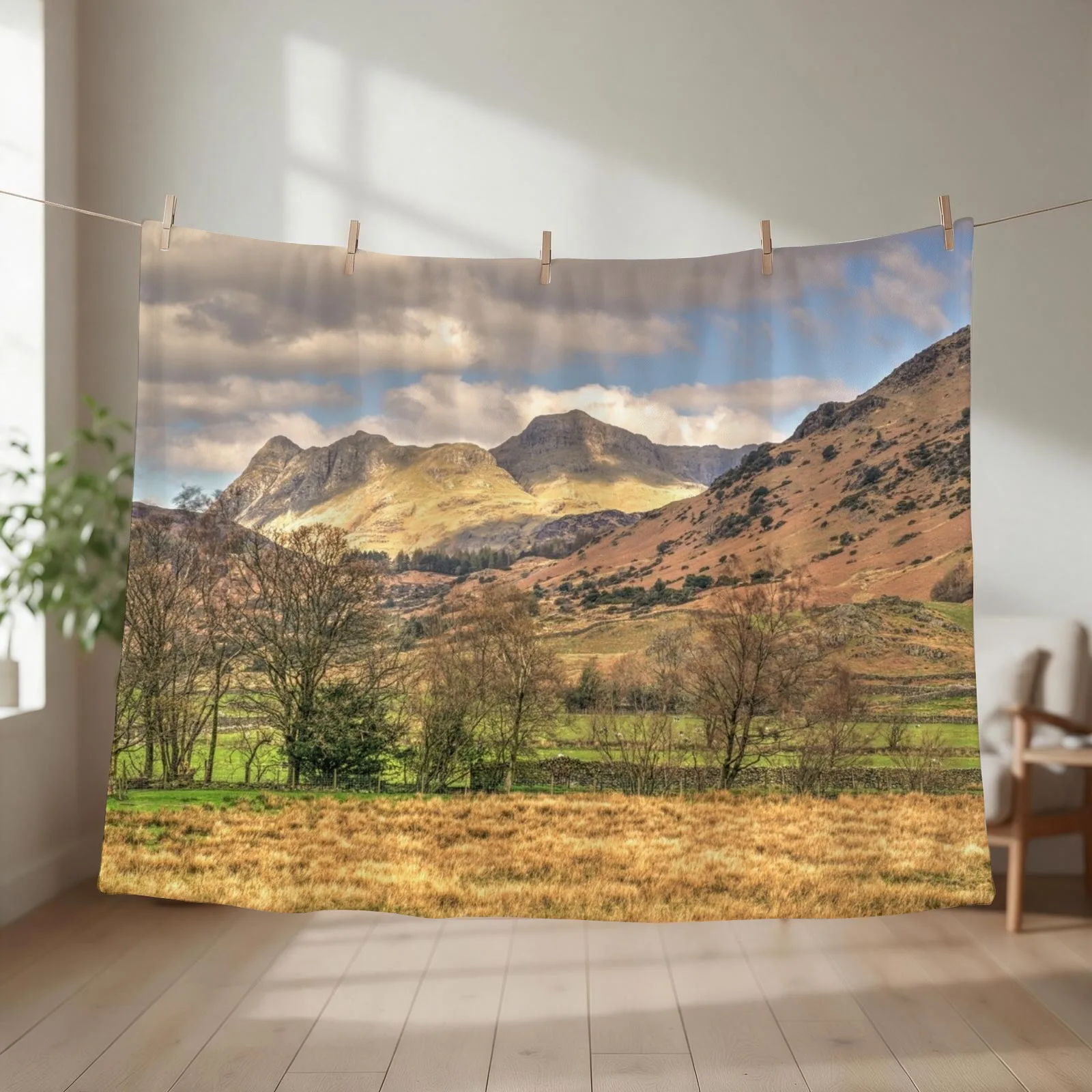 The Langdale Pikes From Little Langdale Throw Blanket couch cozy soft plush fuzzy picnic outdoor blanket