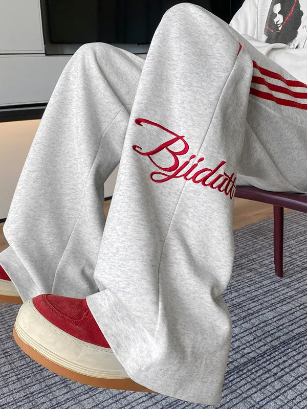 

plus Size Men's Casual Pants Couple's Loose Spor Long Trousers Wide Leg Casual Pants American Sle Wear Resistant Straight...