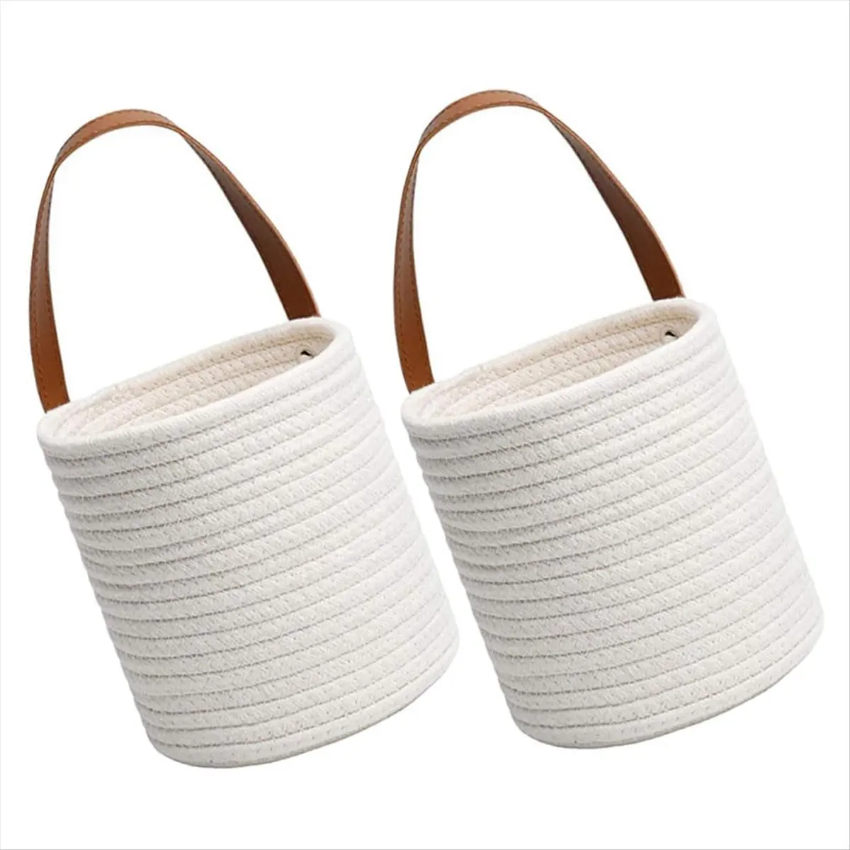 2pack Wall Mounted Baskets Wicker Storage Baskets Cotton Fabric Hanging for Flower Home Decor