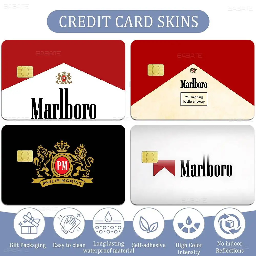 Pegatinas retro para tarjetas de crédito M-Marlboro, sin residuos adhesivos, resistentes al agua, para tarjetas de crédito VISA, tarjetas de acceso al metro