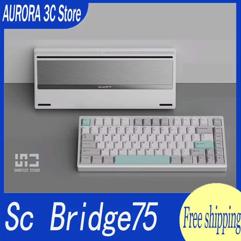 

Беспроводная механическая клавиатура Sc Bridge75, Алюминиевая клавиатура, 3 режима, Rgb, индивидуальная клавиатура с долгим сроком службы, линейный магнитный переключатель