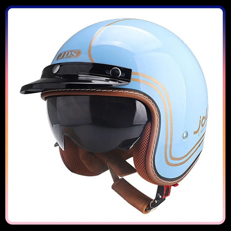 

ABS Material Men Women Jet Helmets Vintage Low Profile Open Half Racing Helm Retro 3/4 Open Face Motorcycle Helmets DOT Approved