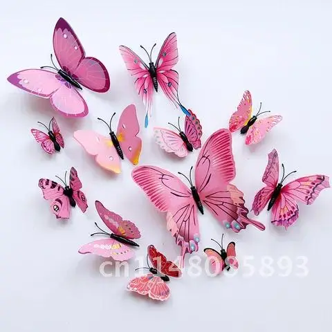 12 pieces of colorful three-dimensional butterfly PVC simulation butterflies for TV background wall decoration in children's ro