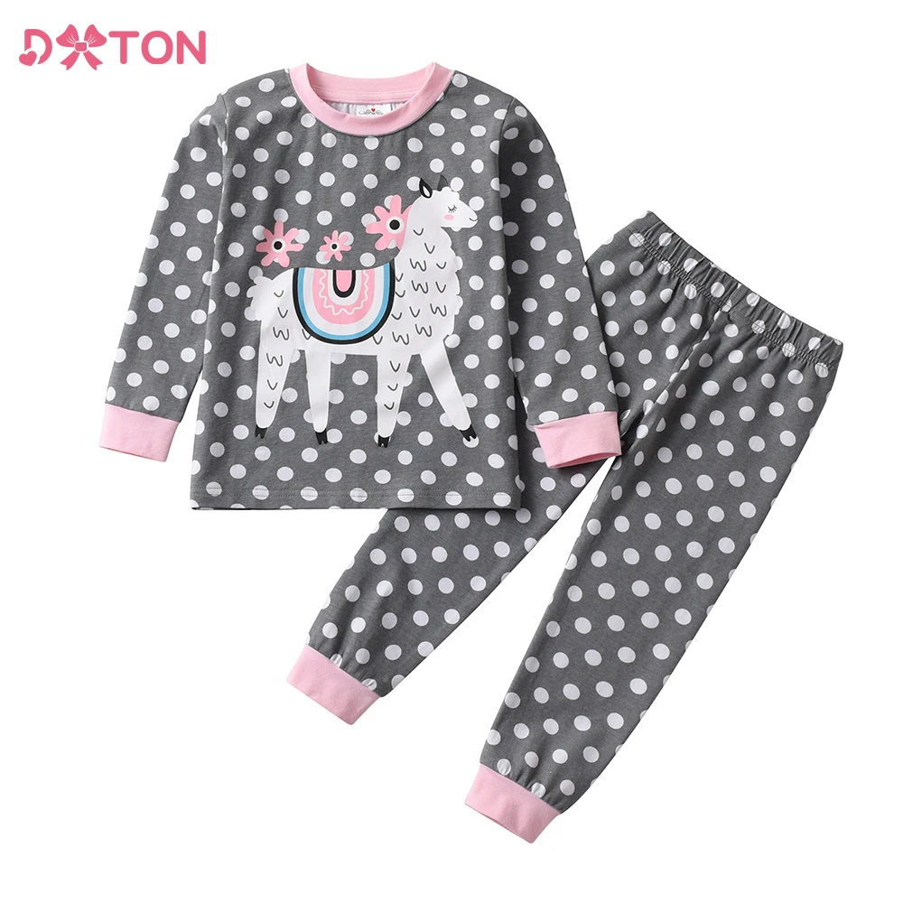 

DXTON Children Pajamas Kids Home Wear Suit Girl Cartoon Print Sleepwear Spring Autumn Cotton Nightwear Girl Pyjamas Pijamas Sets