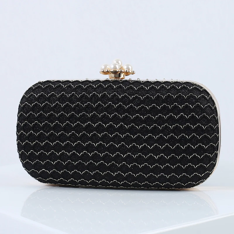 Pearl Bag White Designer Luxury Clutch Purse Wave Pattern Handbags for Women 2025 Wedding Party Ladies Small Shoulder Bags