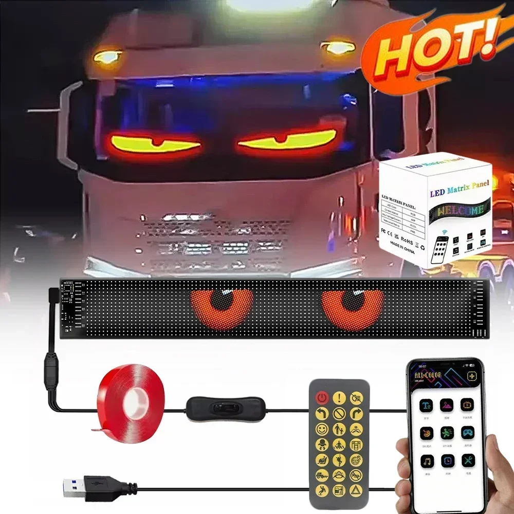 

3 Size Led Car Soft Screen DIY Demon Eyes Foldable Pixel Panel Lighting App Control Flexible Colorful Smart Advertising Screen