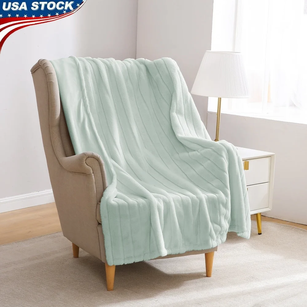 

Luxurious Soft Faux Fur Throw Blanket 50x60 Reversible Bedding Easy Care Machine Washable Adult Teen Comfort