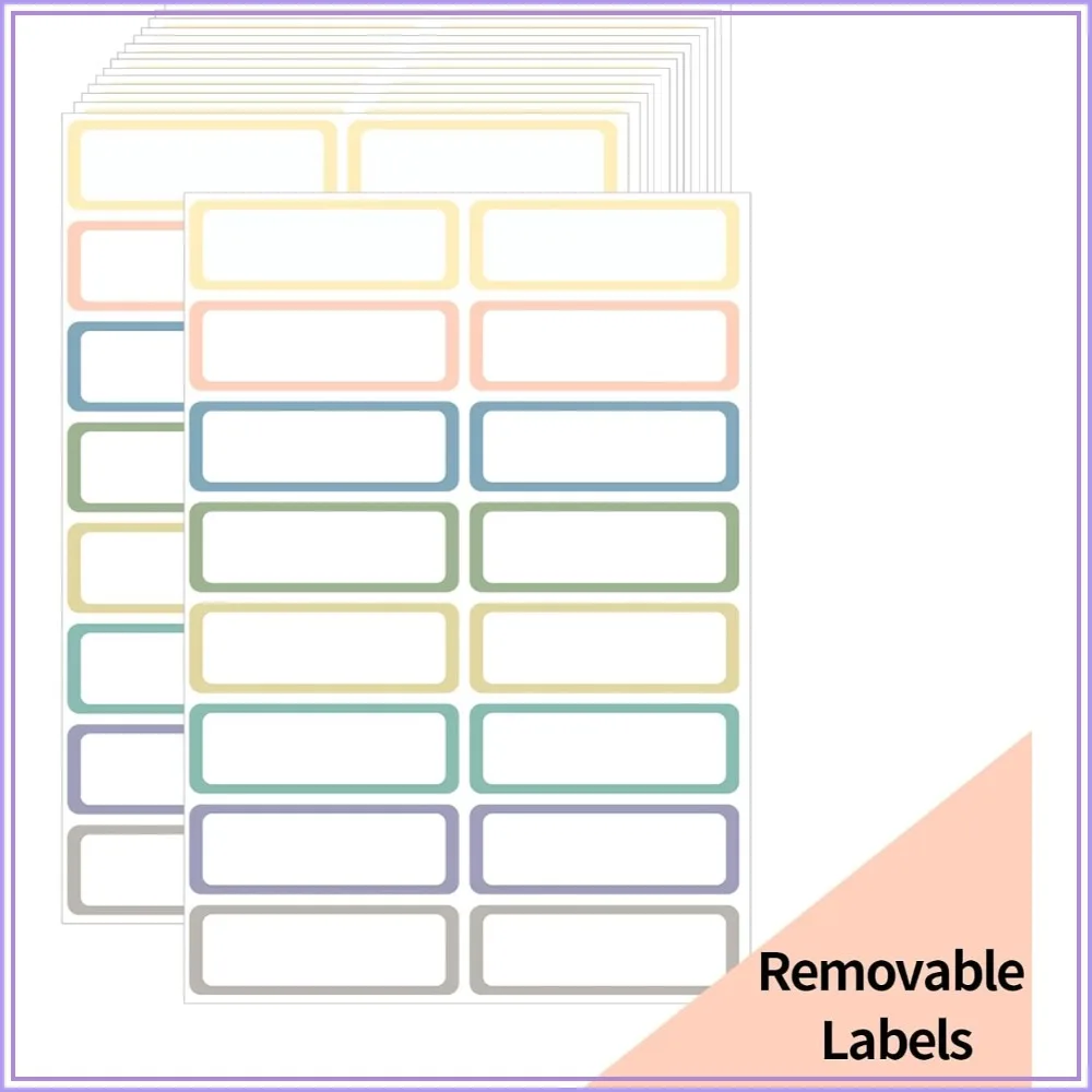 

Removable Labels, 240 Self-Adhesive Rectangular Stickers, Water/Oil/Tear Resistant for Food Containers/Classroom/Storage