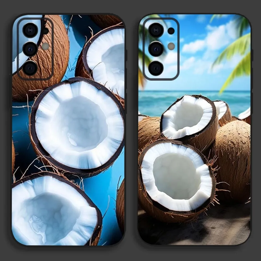 

Coconut Fruit Tropical Phone Case For Samsung S24,S21,S22,S23,S30,Ultra,S20,Plus,Fe,Lite,Note,10,9,5G Black Soft Cover