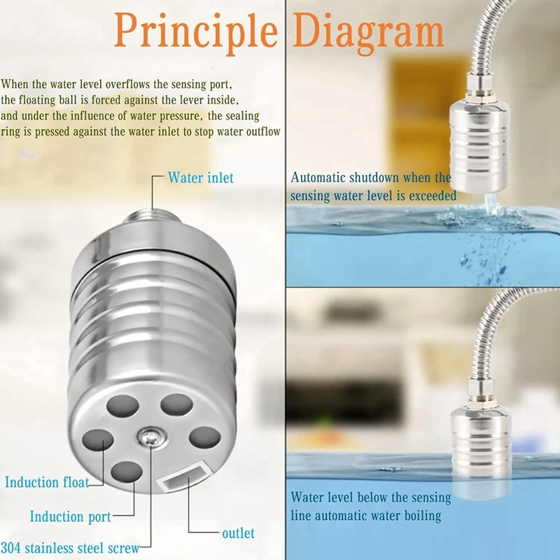 A74E-2 Pack 1/2Inch 3/4Inch Auto Fill Shut Off Water Tank Float Valve, 304 Stainless Steel Water Level Control Valve