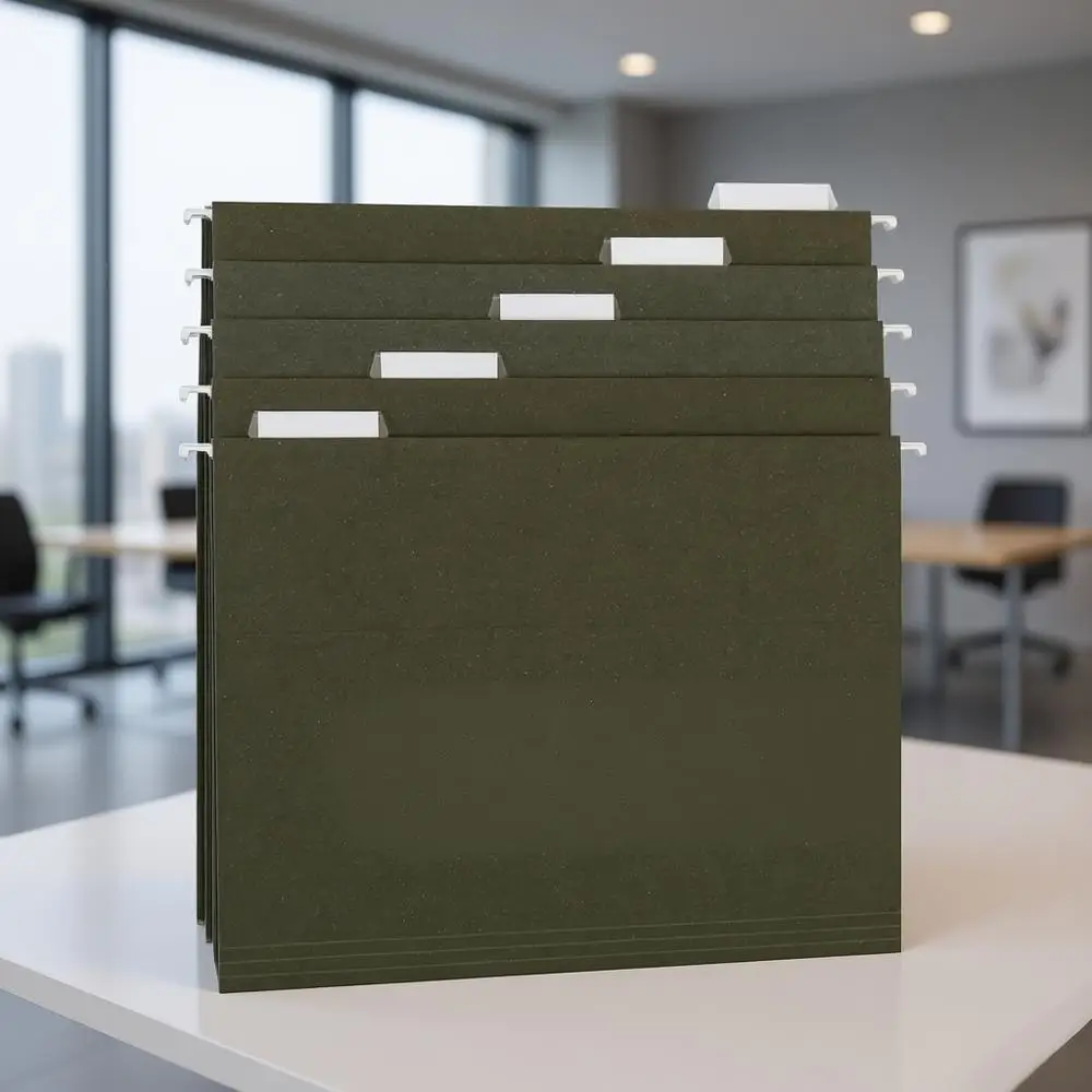 

Набор из 25 папок-органайзеров для документов формата Letter, с перфорацией 1/5, зеленый, с подставкой