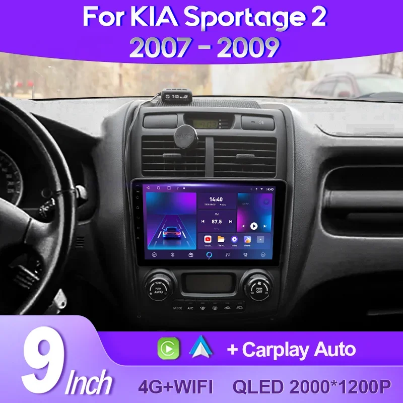 

QSZN For Kia Sportage 2 2007 - 2009 2K QLED Android 13 Car Radio Multimedia Video Player GPS AI Voice CarPlay Head Unit 4G DSP