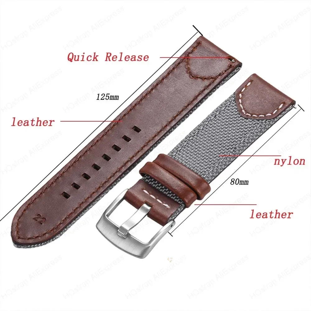 New Nylon Leather Watch Band 20mm 22mm for Huawei Watch GT4 GT3 Pro Bracelet for Samsung Galaxy Watch 6 5 4 3 Strap Accessories