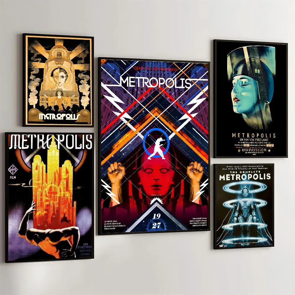 1PC 80s Retro Metropolis Germany Vintage Movie Movie Sticky Posters Retro Kraft Paper Room Bar Cafe Aesthetic Art Wall Painting