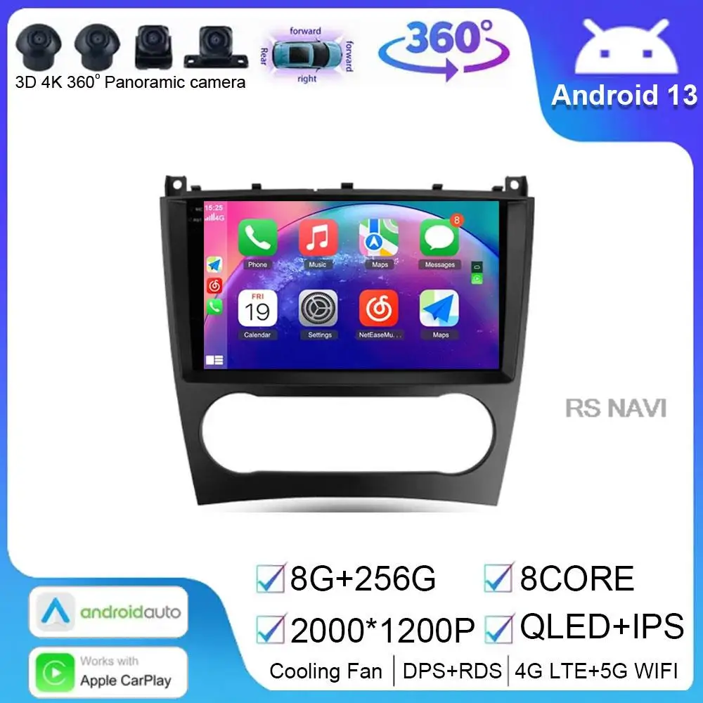 

Android 14.0 Car Radio Multimedia Video Player Navigation For Mercedes Benz W203 W209 C180 C200 C220 C230 2005-2009 GPS Carplay