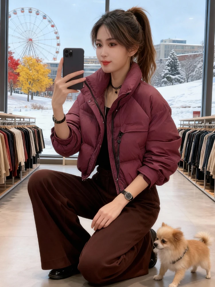 Moda ort para baixo algodão jaet feminino thiened inverno outerwear versátil commute sle coreano solto ajuste fechamento com zíper