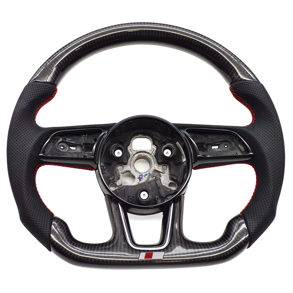 Suitable for Audi S standard A4B9 semi-punched red wire carbon fiber keyless paddle-free steering wheel