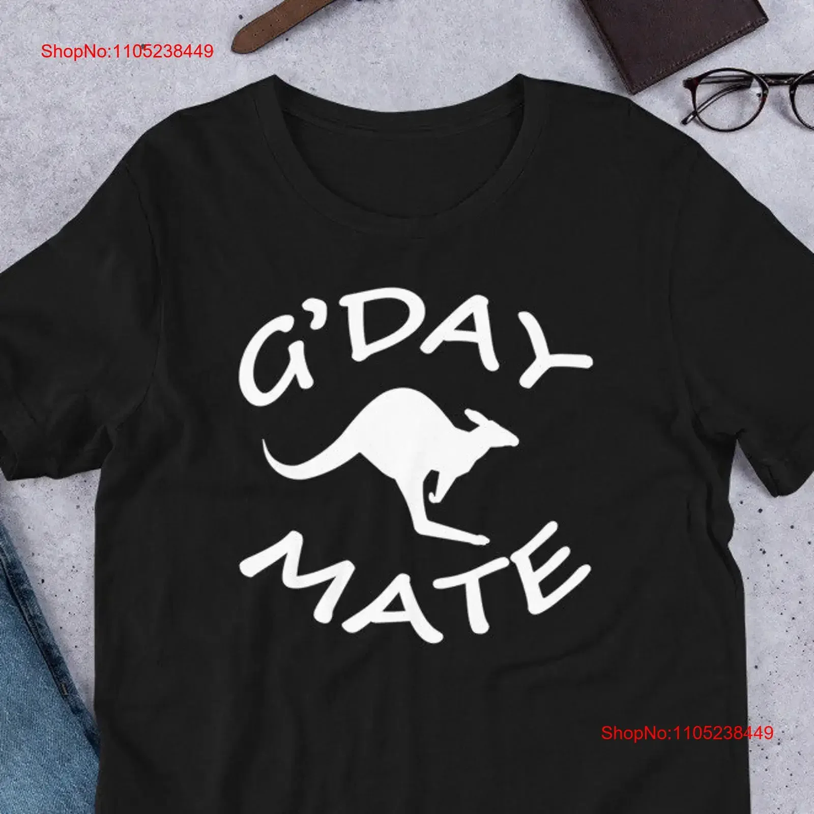 Australian Souvenir T shirt Aussie Cool Kangaroo Down Under tee Tourist G'day Mate Slang Hello Hi Travel vintage Washed