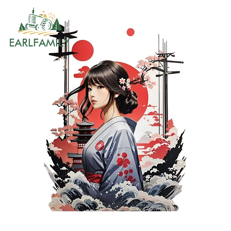 

EARLFAMILY для красивой девушки Сакура Цвету Морская волна Автомобильные наклейки Граффити Модные наклейки Автомобильные этикетки Accesorios Para Auto