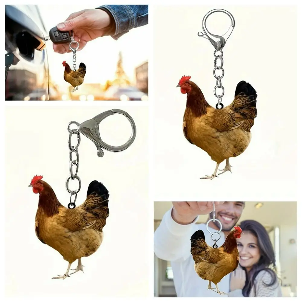 Hanging Accessory Rooster Chicken Acrylic Keychain Acrylic Hen Backpack Pendant Cute Creative Bag Hanging Couple