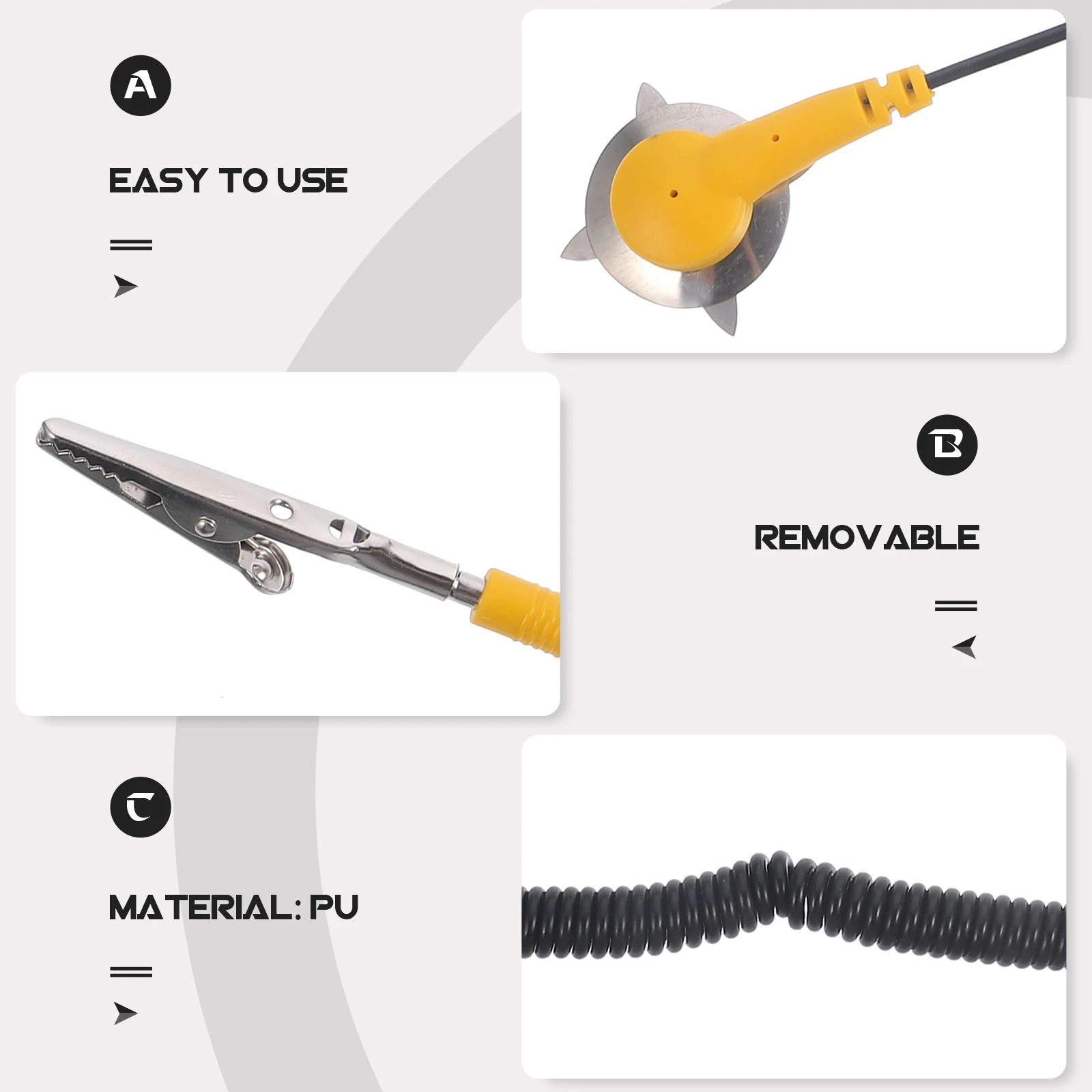 

Adjustable 7.8 Inch Anti Static Wrist Strap 98 Inch Coiled Lead Esd Strap Electronic Protection Removable Crocodile Clip