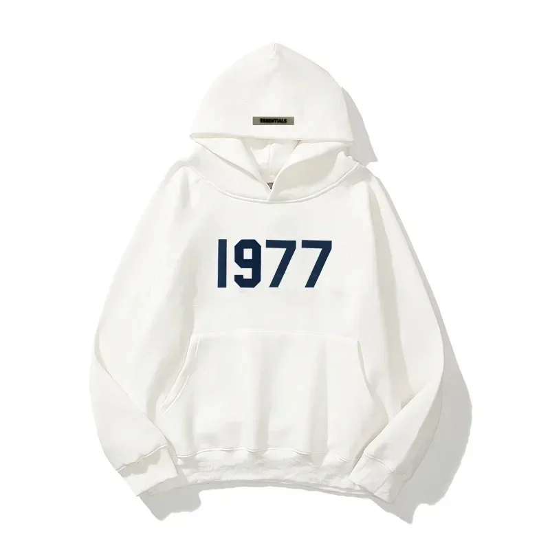 Heren En Dames Hoodies Modieus Bedrukt 1977 Hoed Met Lederen Label Casual Losse Hoodie Sport Hoodie Street Sweatshirt