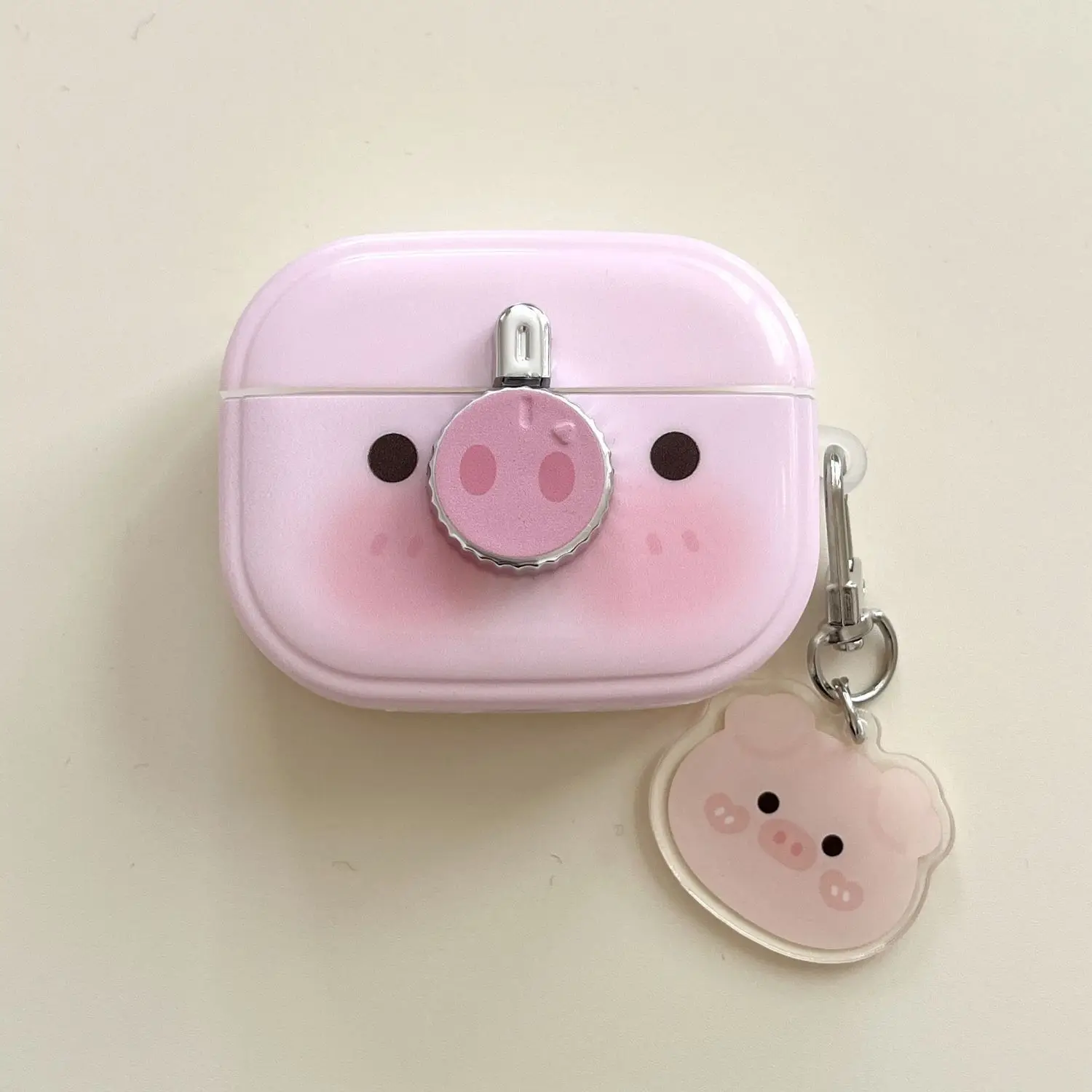 For AirPods Pro 2nd Case imd cute pink pig nose headset protective case Cover For AirPod 1 2 With a rotary switch