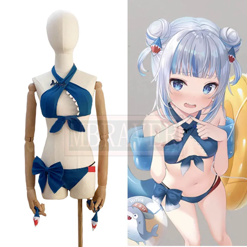 

Anime VTuber Hololive Shark Gawr Gura Sexy Swimwear Uniform Cosplay Costume Women Halloween Custom Made Any Size