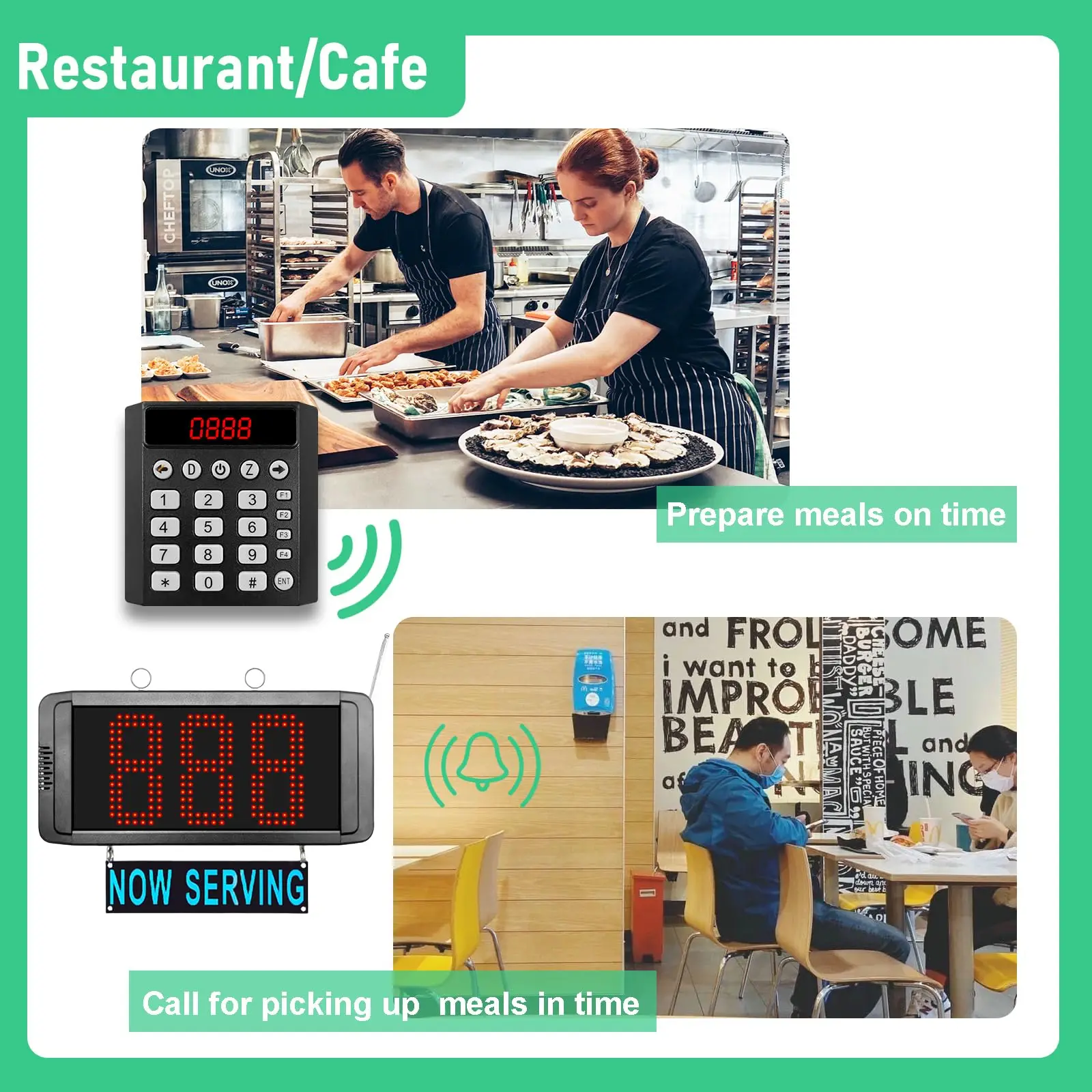 Long Range Wireless Queue Management System 3-Digit LED Display Ticket Dispenser for Bank Hospital Restaurant