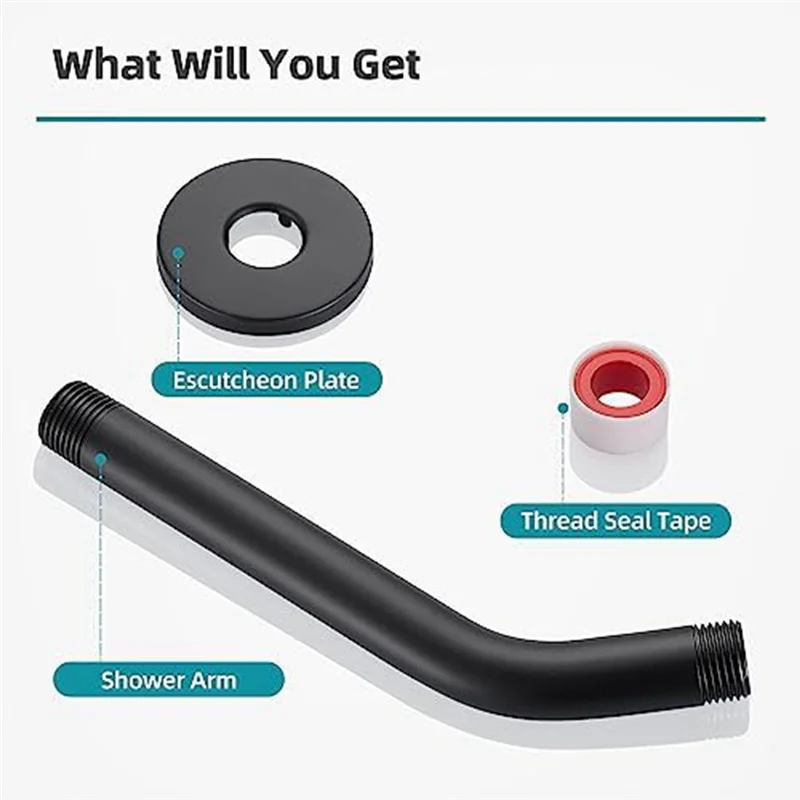 

6-Inch Wall Mount Shower Arm Extension Wall Mounted Shower Pipe Arm For Fixed Shower Head