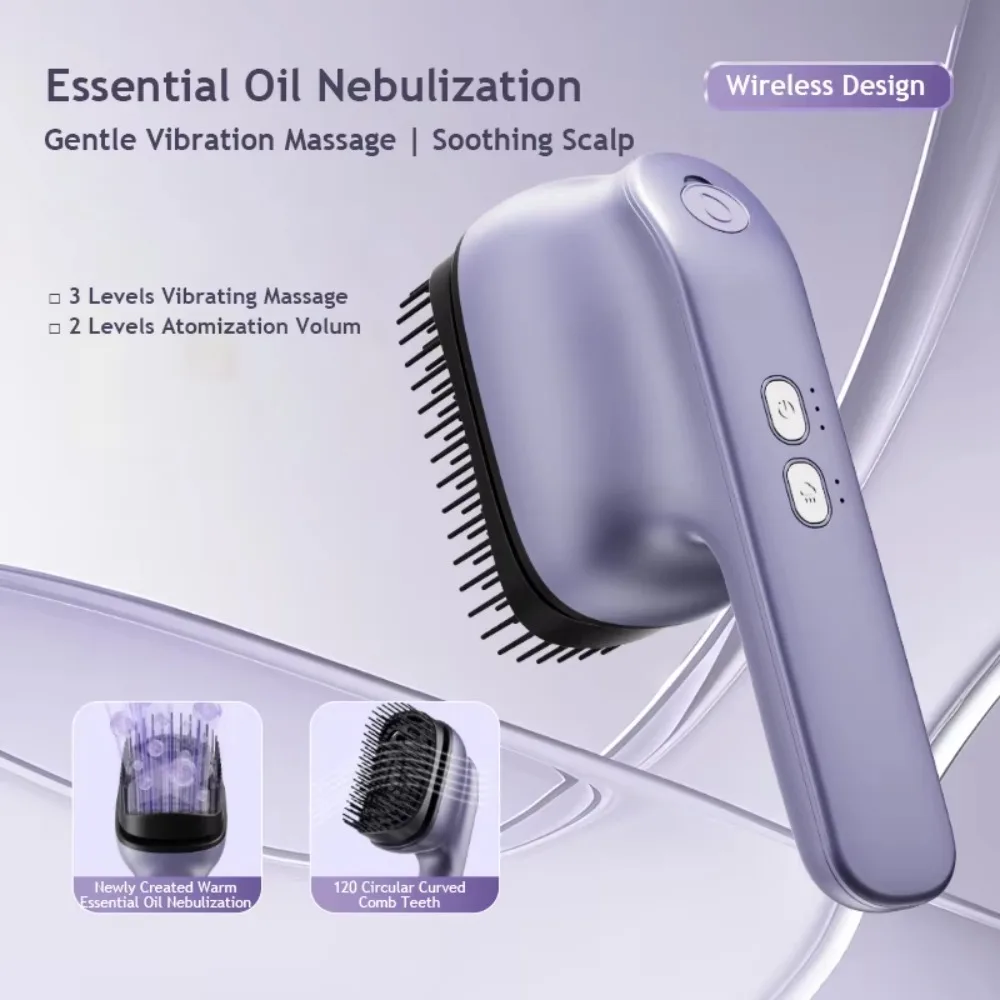 Electric Portable Head Scalp Relaxation Vibrating Massage Comb Handheld Hair Rising Oil Applying Brush Massager