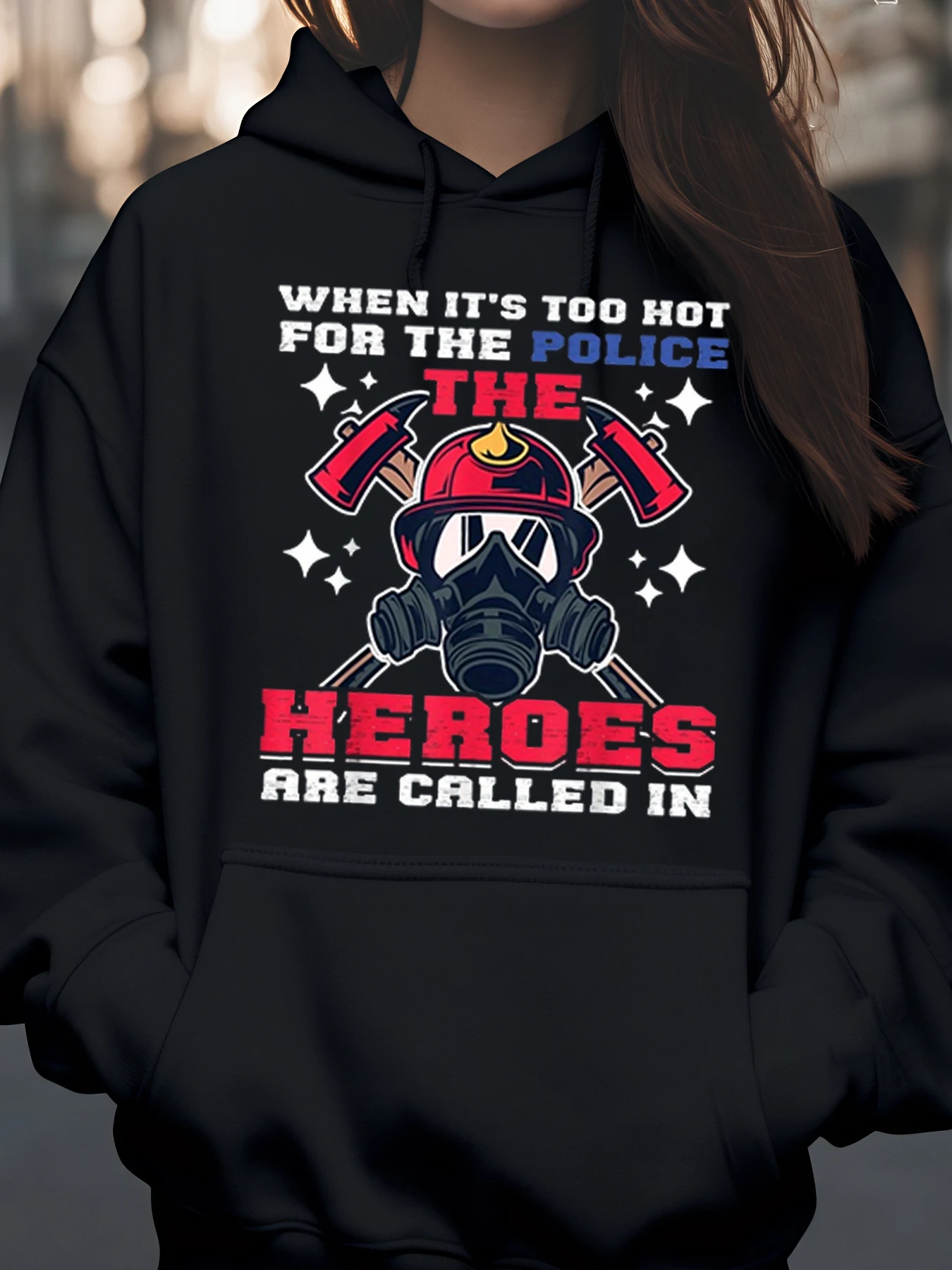 

Толстовка с графическим принтом «Пожарный герой» для экстренного реагирования, работы и повседневной носки для мужчин и женщин