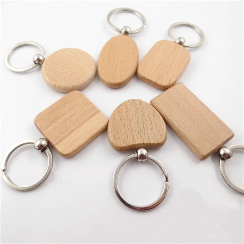 5Pcs Wooden Keychain Record Closure Rectangular Rectangle Engraving Blanks Key Ring Parts For DIY Best Gift Craft Ornaments