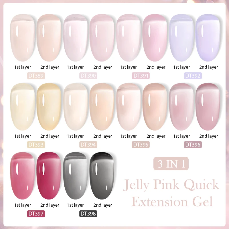 MEET ACROSS 7ml Jelly Nude Quick Extension Gel Nail Polish 3 In 1 Finger Prolong Long Lasting Construction Gel Varnish Nail Art