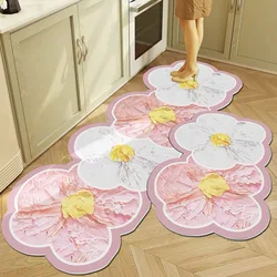 Vikama 1/2Pcs Shaped Flower Diatoms Mud Mat Non-Slip Absorbent Kitchen Bathroom Floor Mat Door Mat Home Decoration Long Carpet